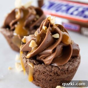 Easy Snickers Cookie Cups Recipe with chocolate, caramel, and peanuts