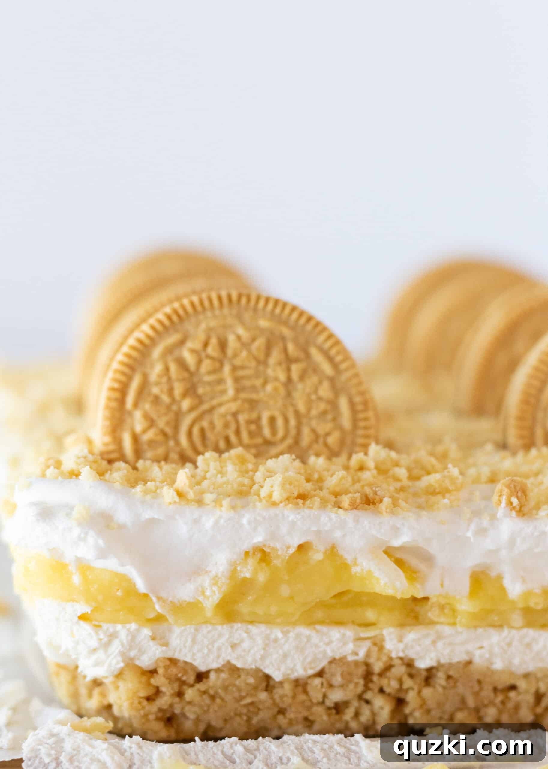 Golden Oreo Lasagna Recipe featured by top US dessert blogger, Practically Homemade