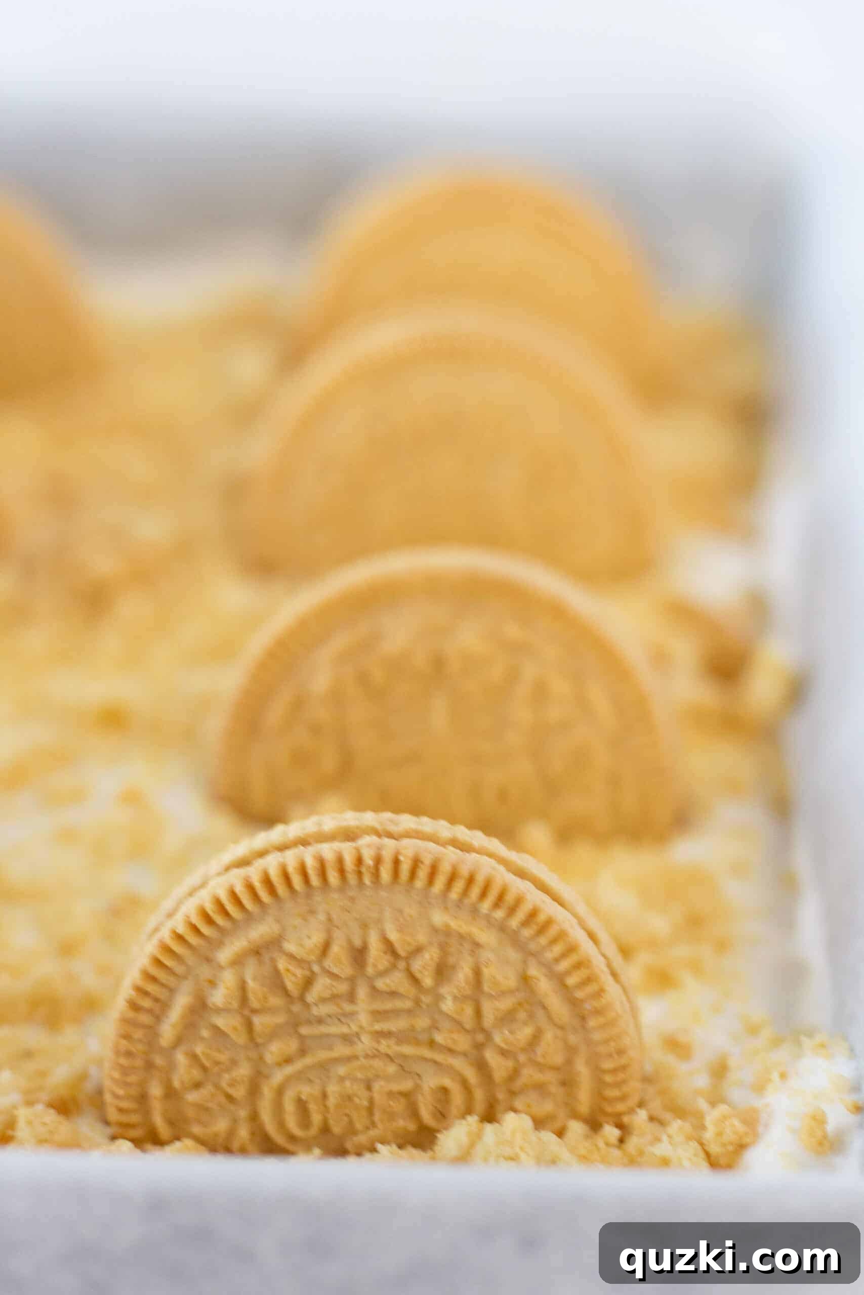 Golden Oreo Lasagna Recipe featured by top US dessert blogger, Practically Homemade