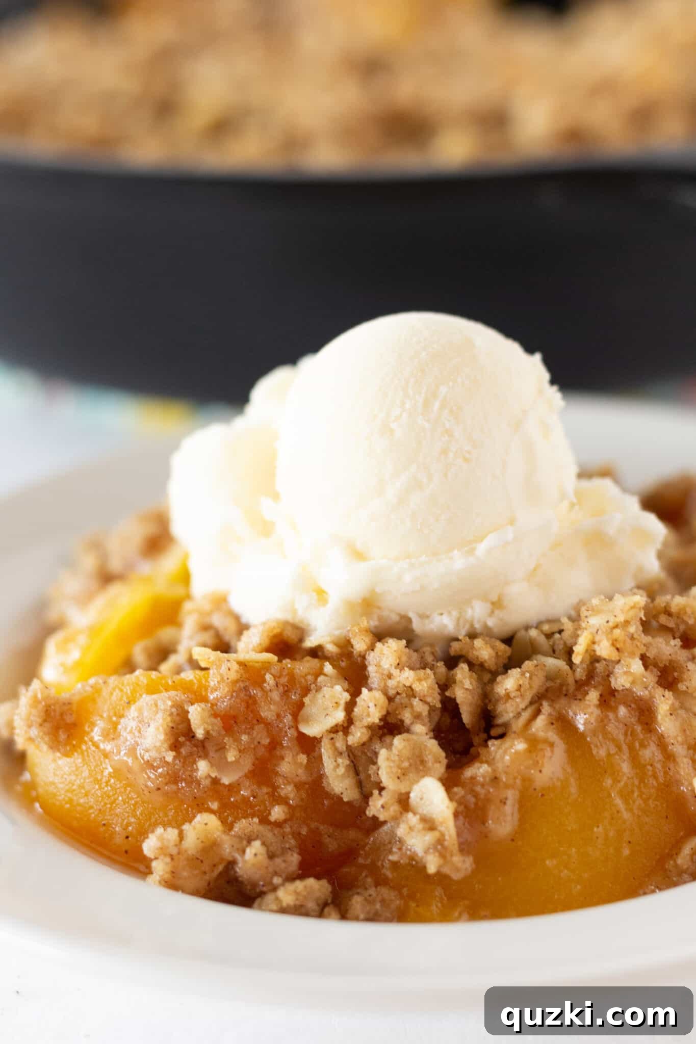 Effortless Canned Peach Crisp 2 Easy Peach Crisp Recipe with Canned Peaches featured by top US dessert blogger, Practically Homemade