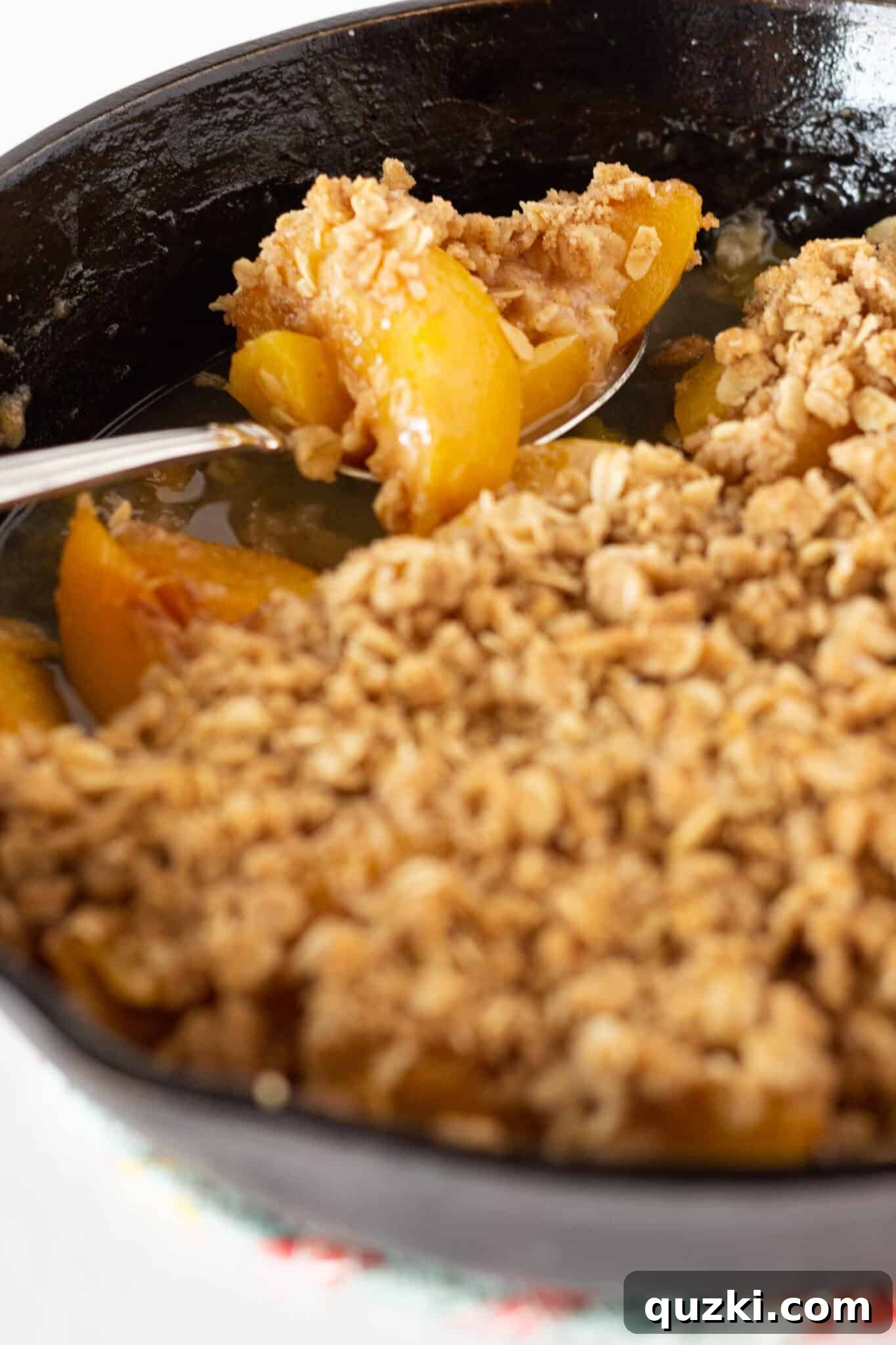 Effortless Canned Peach Crisp 3 Easy Peach Crisp Recipe with Canned Peaches featured by top US dessert blogger, Practically Homemade