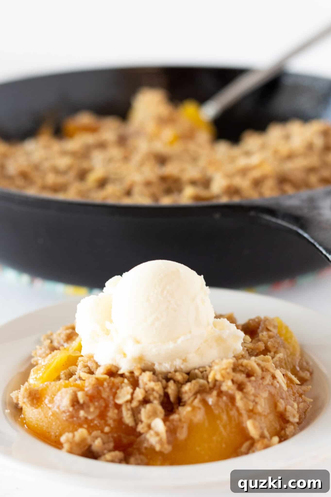 Effortless Canned Peach Crisp 7 Easy Peach Crisp Recipe with Canned Peaches featured by top US dessert blogger, Practically Homemade