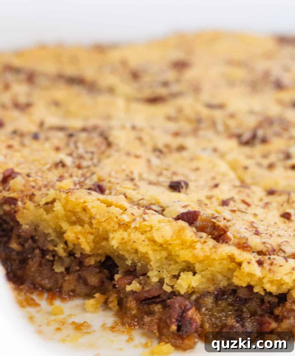 Another view of the delicious Easy Pecan Pie Cobbler with a Cake Mix, highlighting its golden crust and inviting texture.