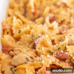 Easy Cajun Chicken Pasta Casserole, a Fall Recipe featured by top US food blogger, Practically Homemade