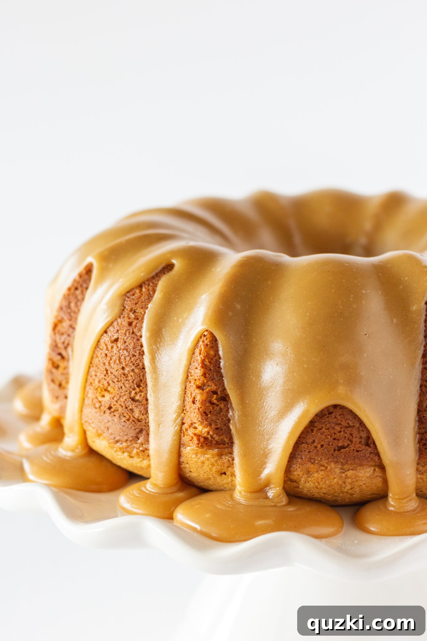 Peanut Butter Texas Sheet Cake Bundt Cake Recipe Made with a Cake Mix by top US dessert blogger, Practically Homemade - Close-up of the Bundt cake's rich, golden texture before the frosting is applied.