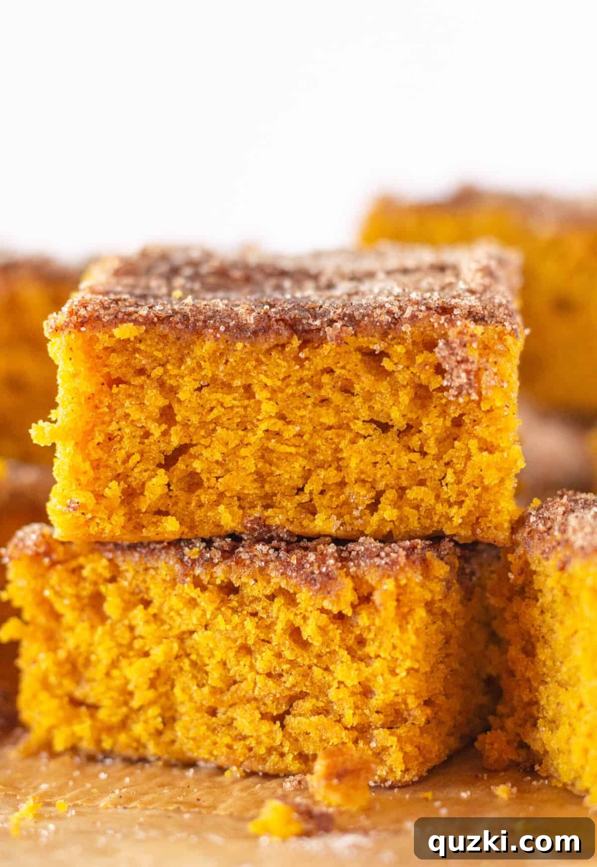 Perfect Homemade Pumpkin Spice 6 Pumpkin Snickerdoodle Cake made with pumpkin pie spice, sliced on a serving platter.