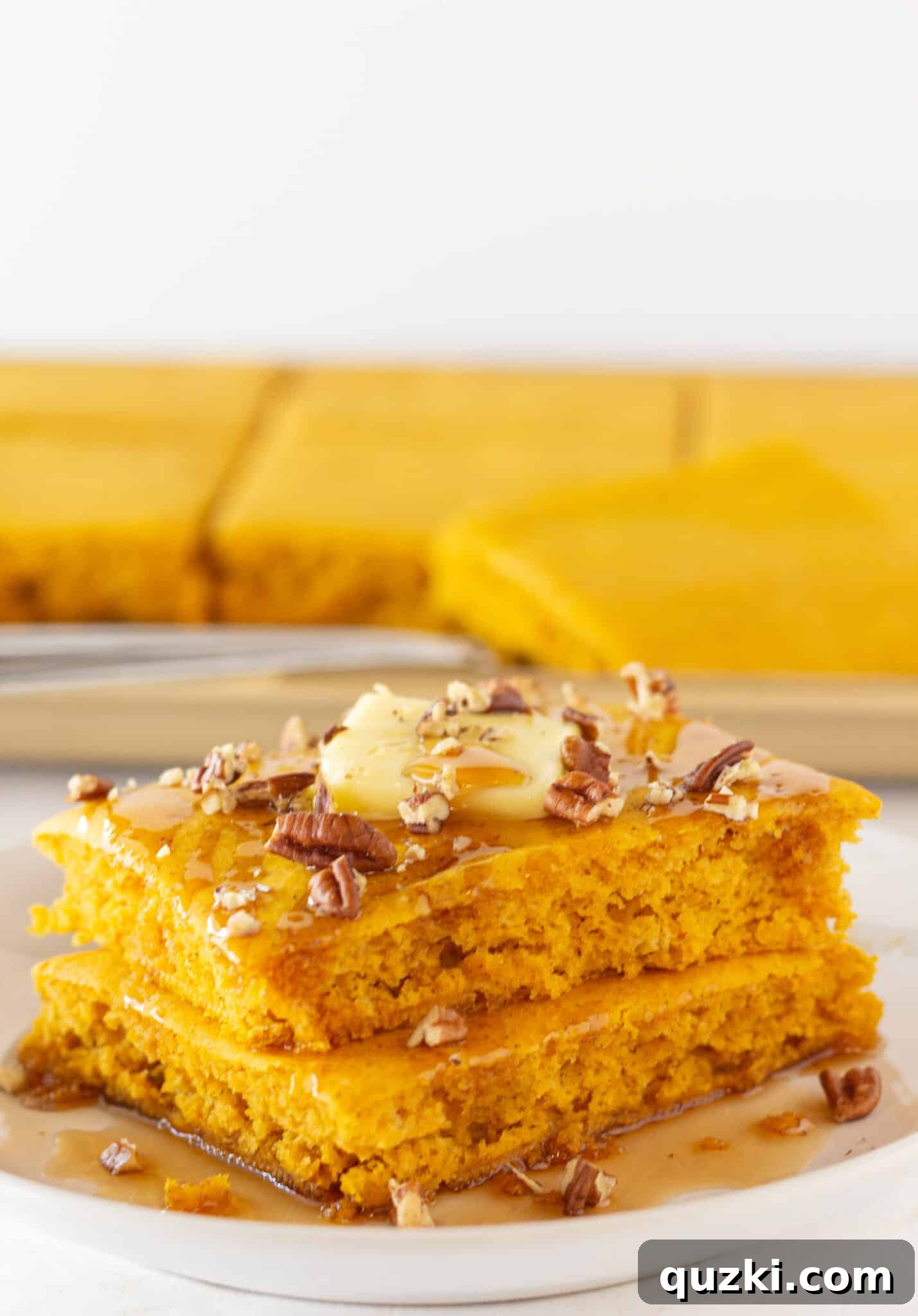 Perfect Homemade Pumpkin Spice 9 Fluffy Pumpkin Sheet Pan Pancakes made with homemade pumpkin pie spice, ready to serve.