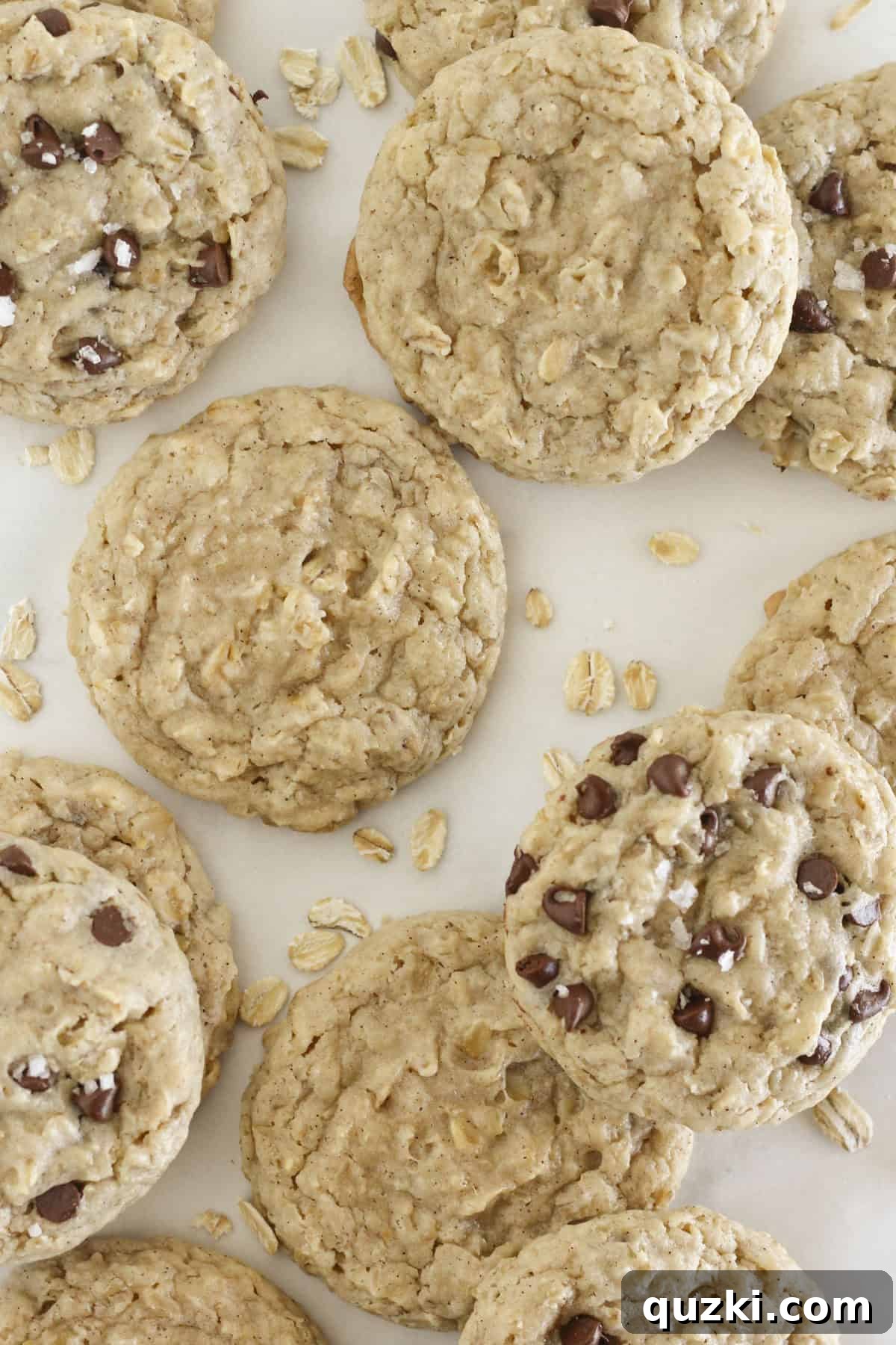 A beautiful platter of freshly baked cake mix oatmeal cookies, ready for serving.