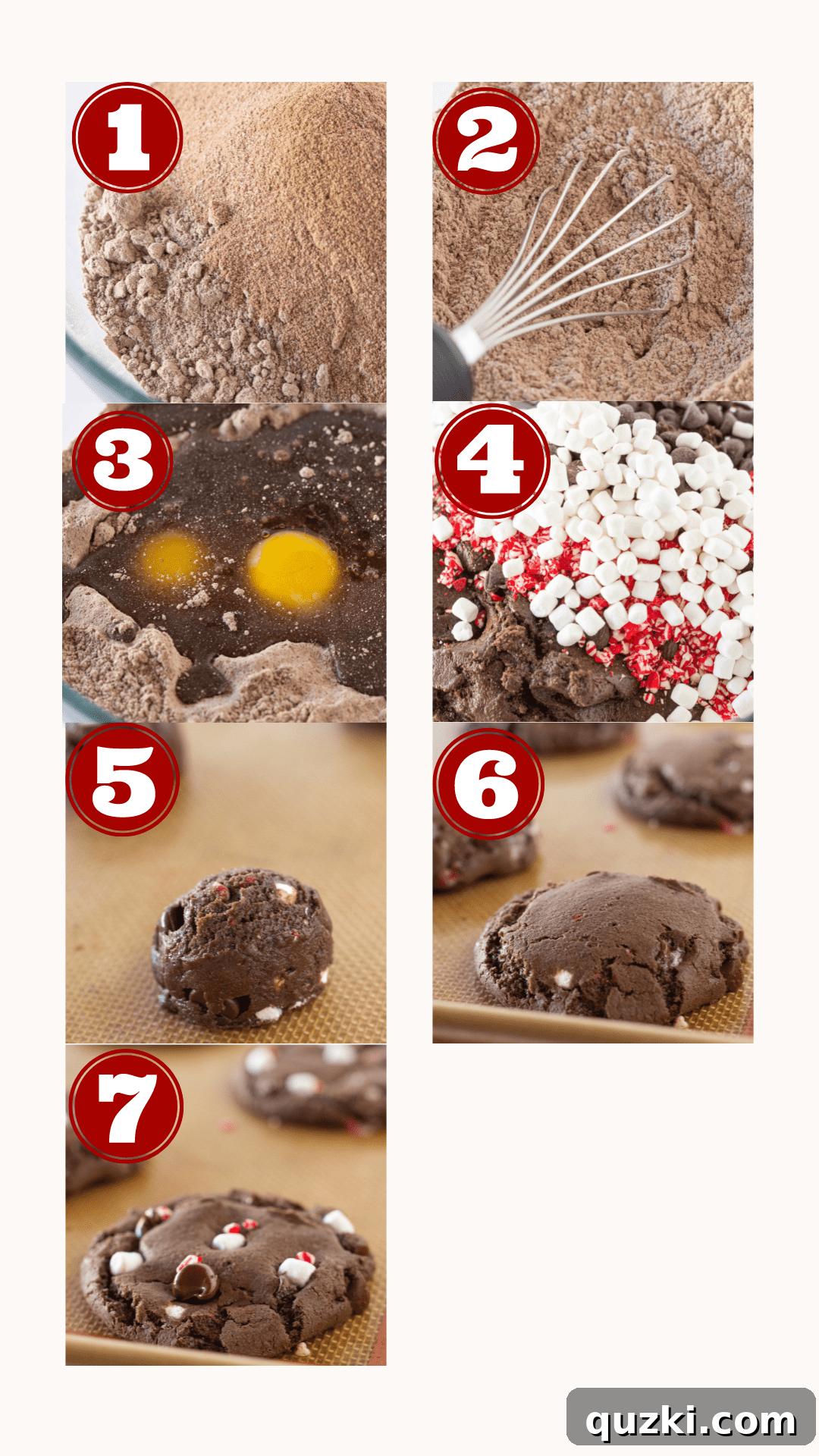 Cake Mix Peppermint Hot Cocoa Cookies 4 7 step by step photos for Easy Hot Cocoa Peppermint Cookies Recipe, visually guiding through the baking process.