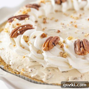 Thanksgiving's Easiest Butter Pecan Cream Pie with Cream Cheese 9 Easy Butter Pecan Cream Pie Recipe with Cream Cheese, perfect for Thanksgiving, featured by top US dessert blogger, Practically Homemade
