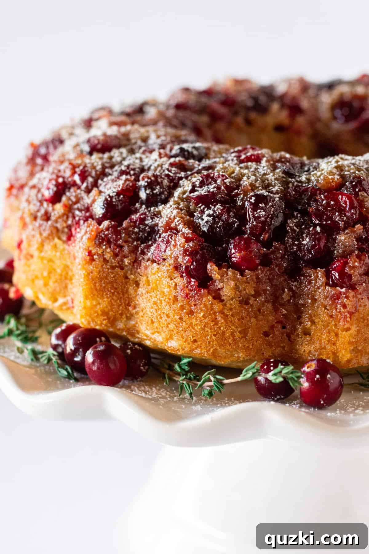 Easy Cranberry Upside Down Bundt Cake Recipe with a Cake Mix featured by top US dessert blogger, Practically Homemade
