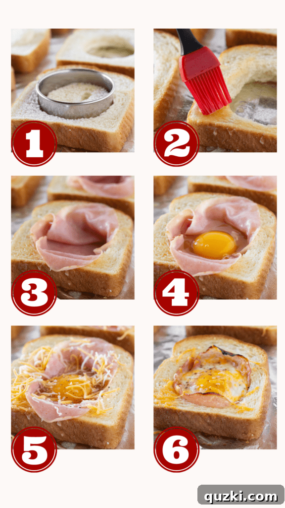 Freshly baked Sheet Pan Ham and Eggs in a Hole, garnished with bright green chives, ready to be served