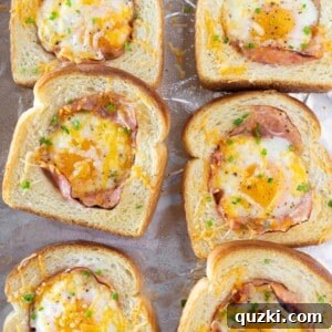 Sheet Pan Ham and Eggs in a Hole, a delicious breakfast recipe from Practically Homemade