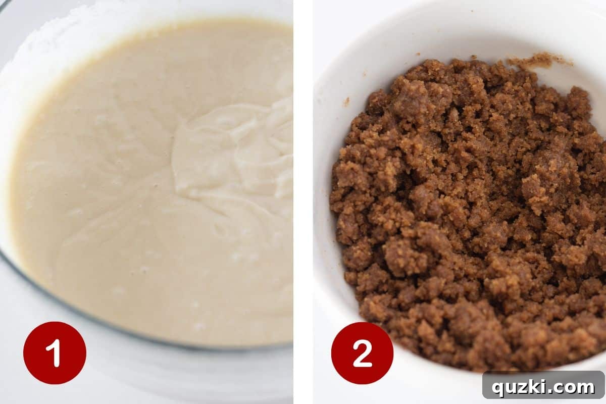 Make the cake batter and cinnamon filling.