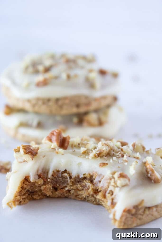 Spiced Carrot Cake Sheet Cake Cookies recipe with a cake mix, a seasonal favorite from Practically Homemade