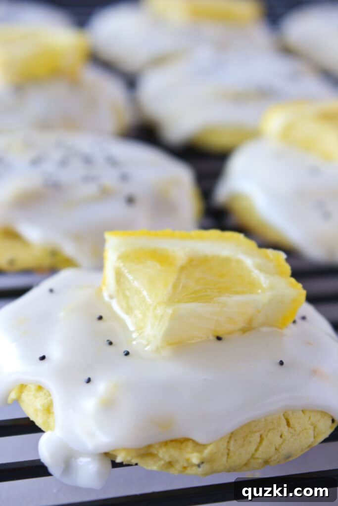Refreshing Lemon Poppy Seed Sheet Cake Cookies recipe, an easy cake mix dessert from Practically Homemade