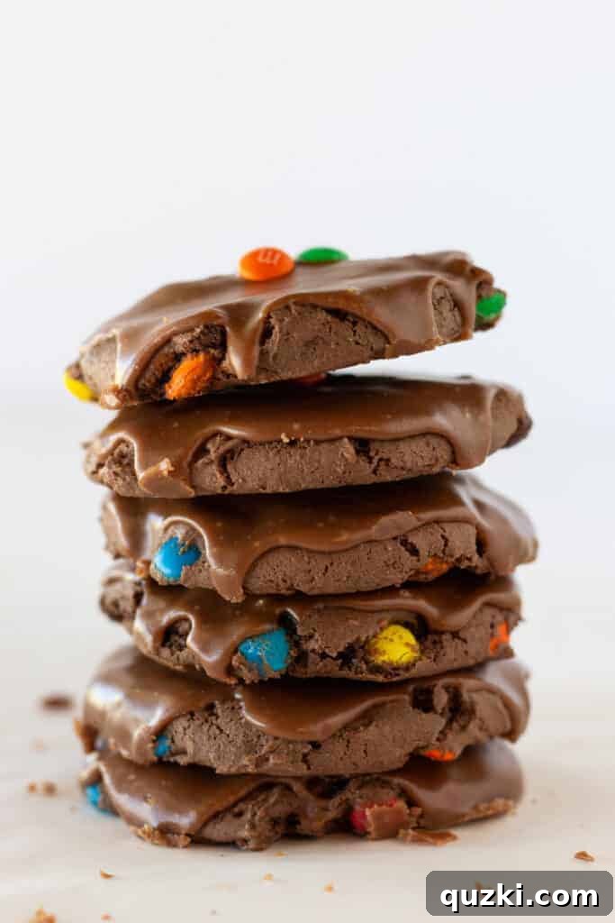 Fun M&M Sheet Cake Cookies from a cake mix, featured by top US cookies blogger, Practically Homemade