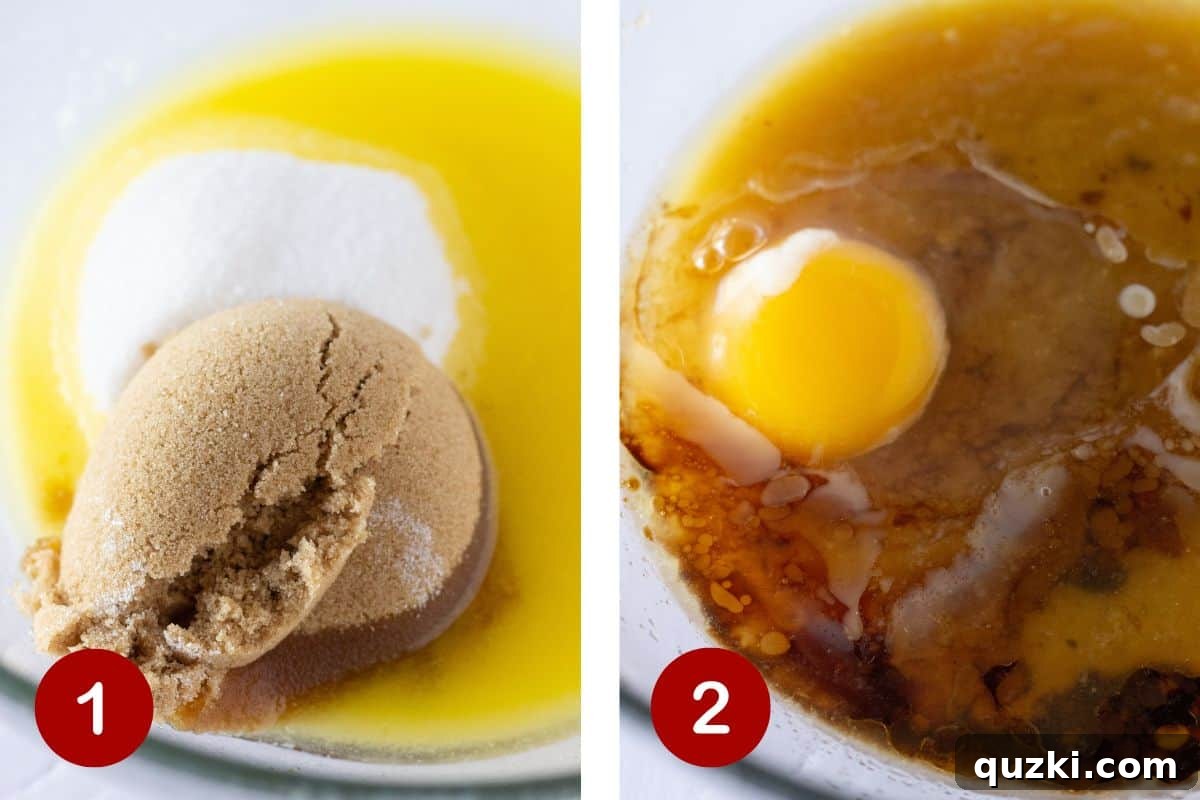 Creaming together ingredients.