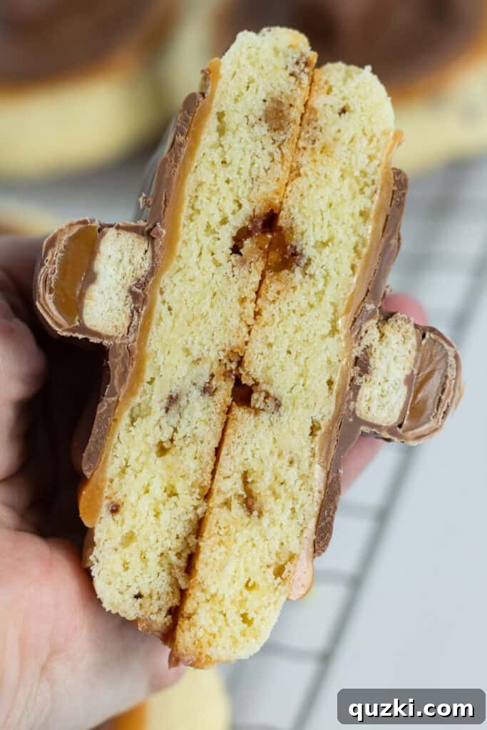 Easy Copycat Crumbl Twix Cookies With a Cake Mix recipe, by Top US cookie blog Practically Homemade