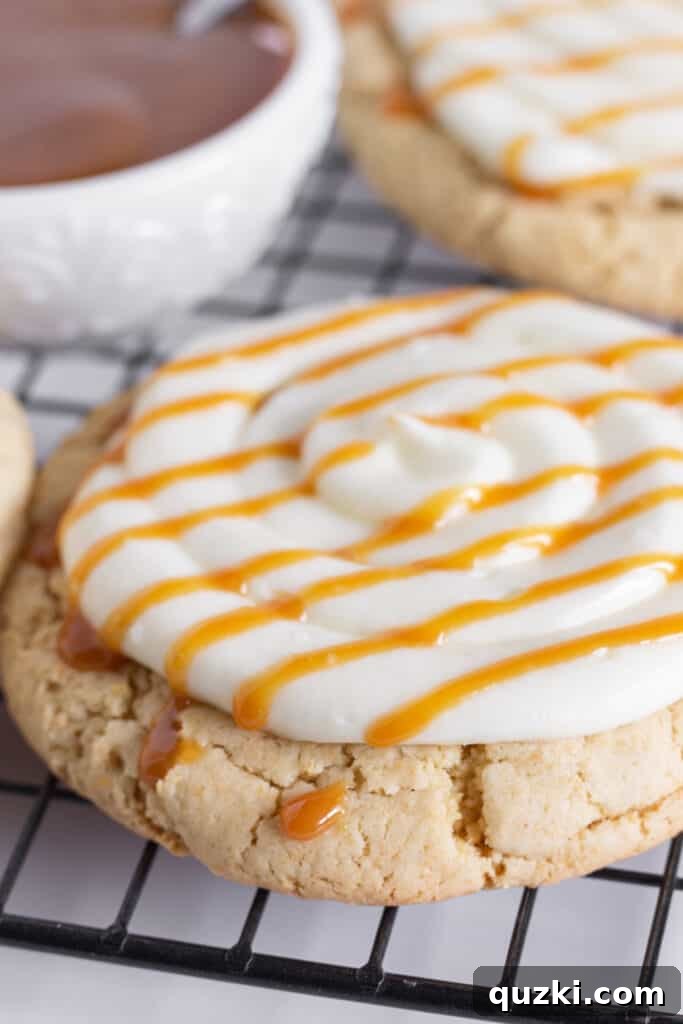 Cake Mix Magic: Crumbl Salted Caramel Cheesecake Cookies 2 Easy Copycat Crumbl Salted Caramel Cheesecake Cookies With a Cake Mix, by Top US cookie blog Practically Homemade