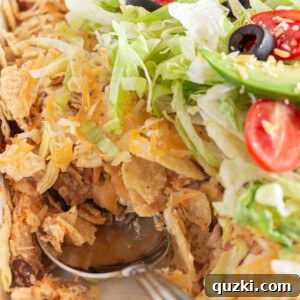 The finished Chicken Taco Casserole, beautifully presented.