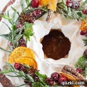 A beautifully decorated Simple Christmas Bundt Cake Wreath