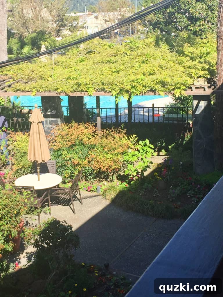 The relaxing hot springs pool area at a Calistoga hotel