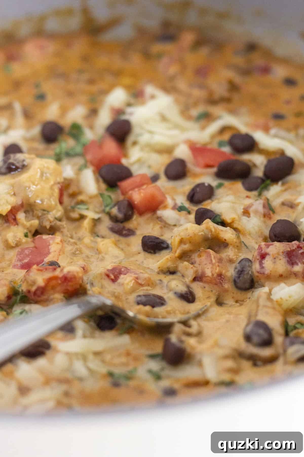 Velveeta Queso in a skillet with toppings, ready to be served.