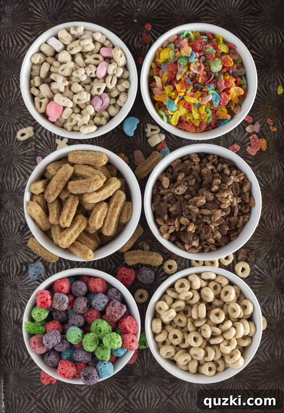 Cereal Milk Magic Frosting 6 A vibrant collage showcasing various popular cereals that are ideal for making delicious cereal milk frosting, inspiring creativity in baking.