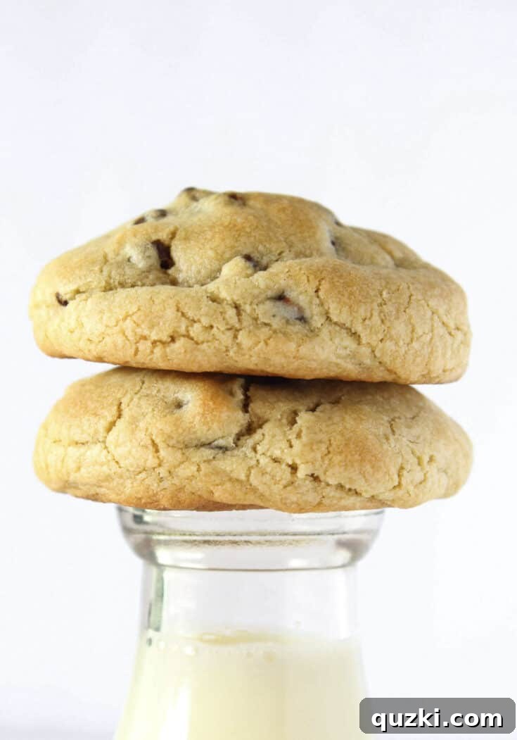 Irresistibly thick and chewy chocolate chip cookies, made with cold butter for a quick and easy Mother's Day dessert.