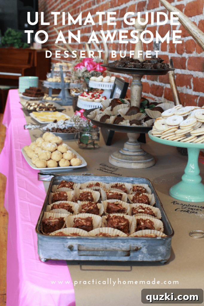 Host a Showstopping Dessert Buffet 3 Delicious and diverse dessert buffet spread with a rustic charm, showcasing various desserts beautifully arranged.