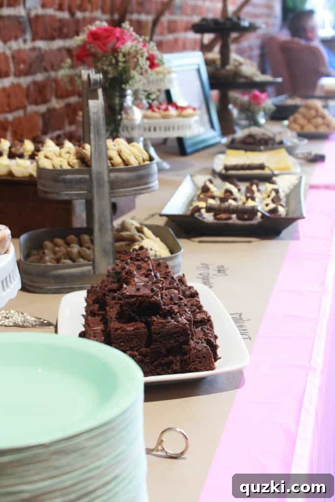 Host a Showstopping Dessert Buffet 9 Overhead view of a section of the dessert buffet, emphasizing the variety of treats and the thoughtful arrangement.