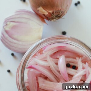 Bowl of fresh quick pickled shallots