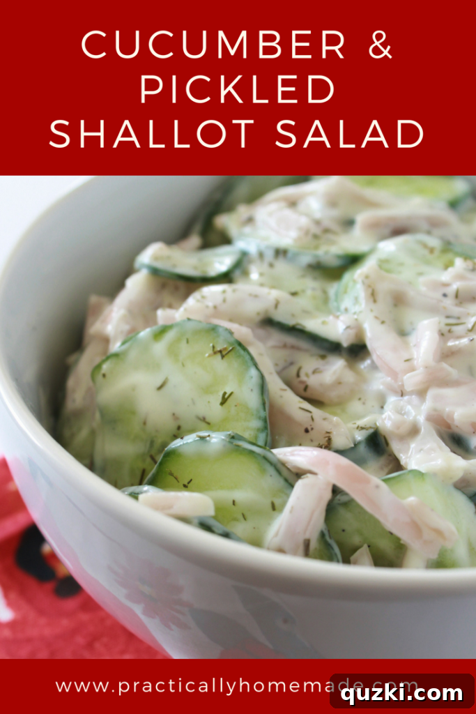 Creamy cucumber and pickled shallot salad, a vibrant and refreshing side dish perfect for summer gatherings.