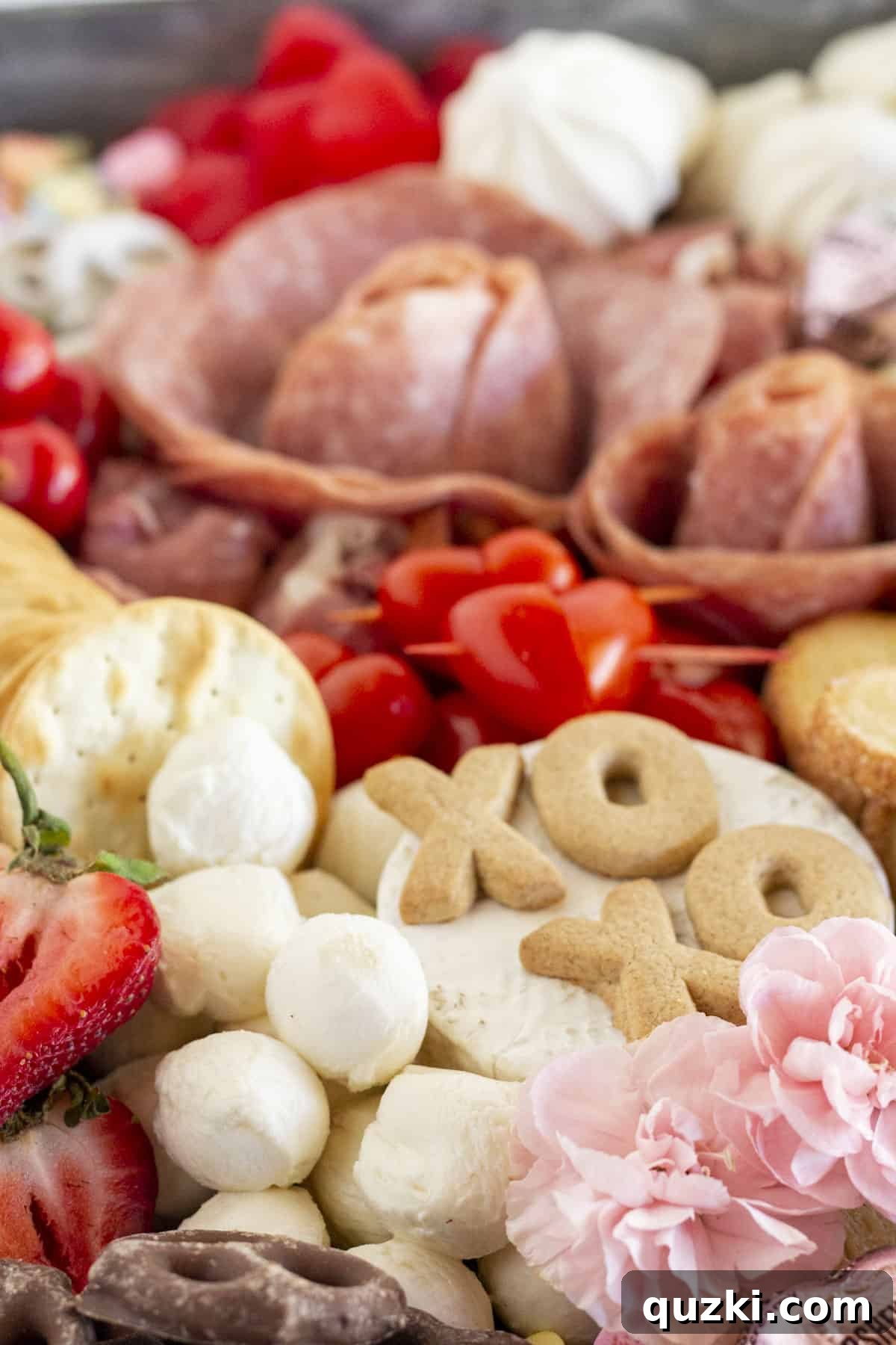 Sweetheart Charcuterie: The Perfect Valentine's Day Indulgence 5 An overhead shot of the completed Valentine's Day Charcuterie Board, ready to be enjoyed.