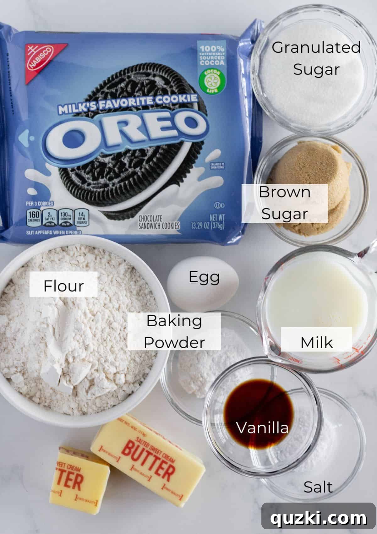 Crumbly Cream Dream Muffins 3 Ingredients needed to make Oreo Cookie Muffins.