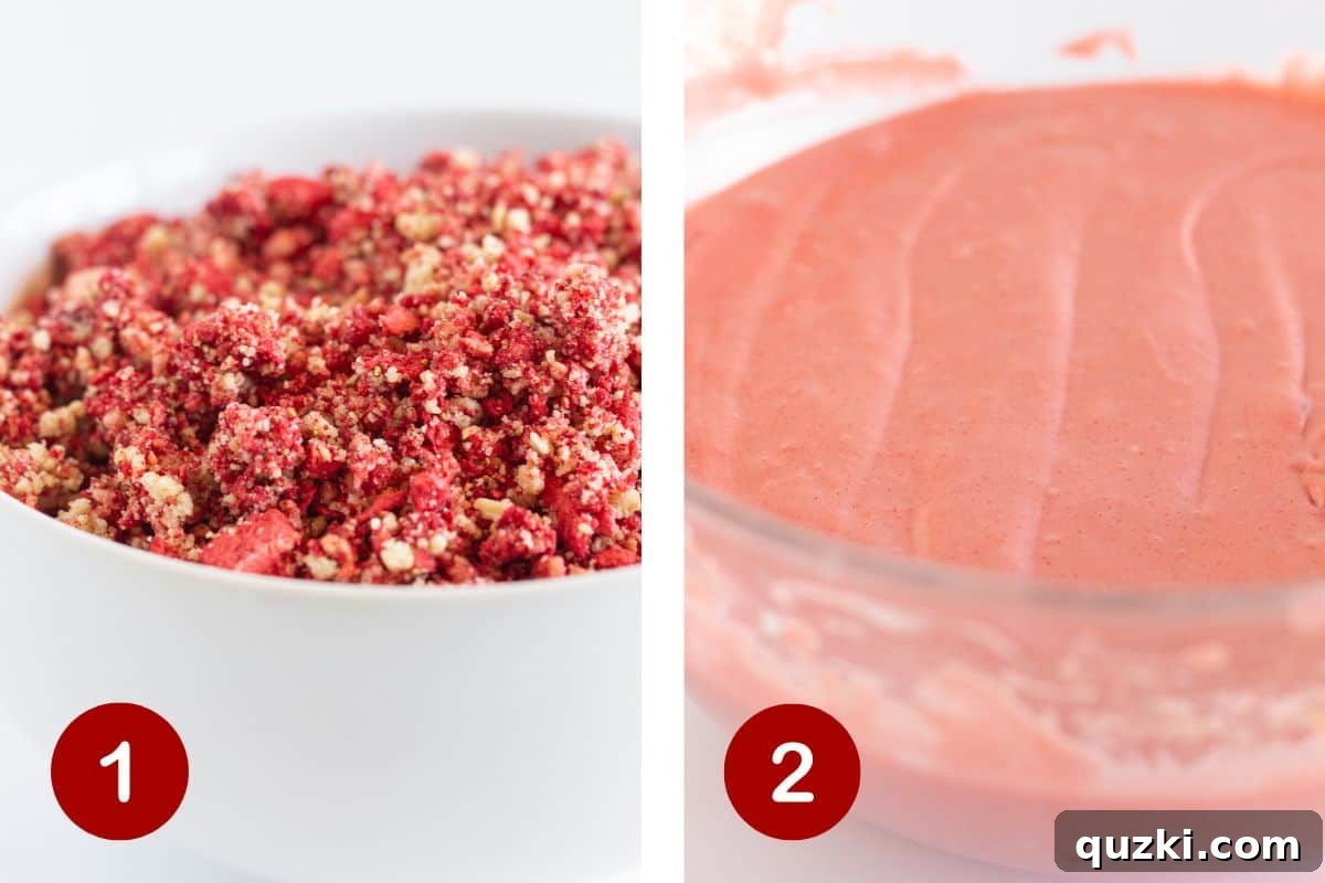 Sweet Strawberry Crunch Cupcakes 4 Making the crunch topping and the strawberry cake batter.