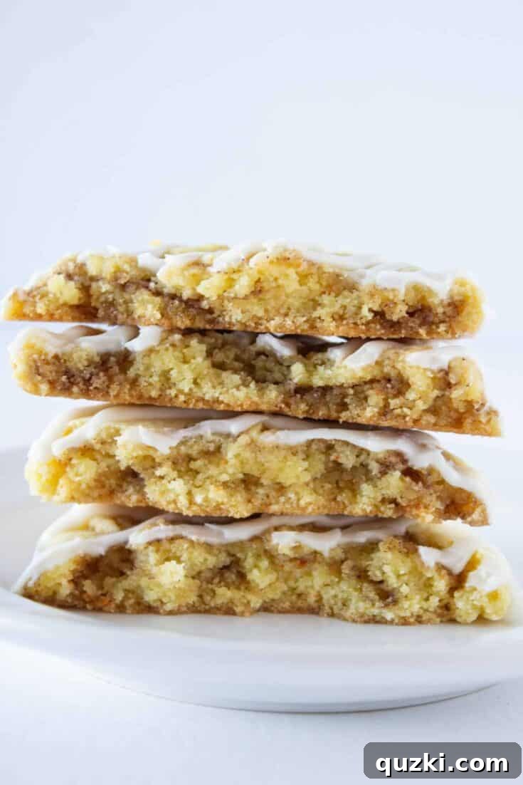 Easy Cinnamon Roll Cookies with a sweet glaze and cinnamon swirl.
