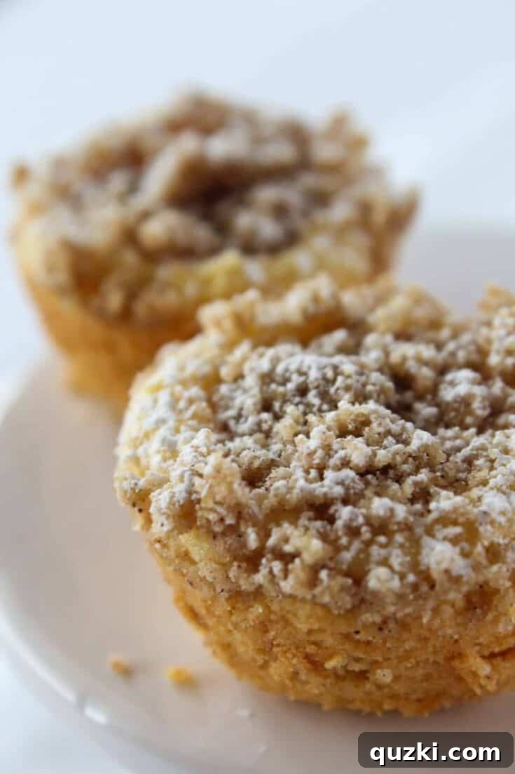 Crumb Cake Bites, mini square cakes with a sweet crumb topping.