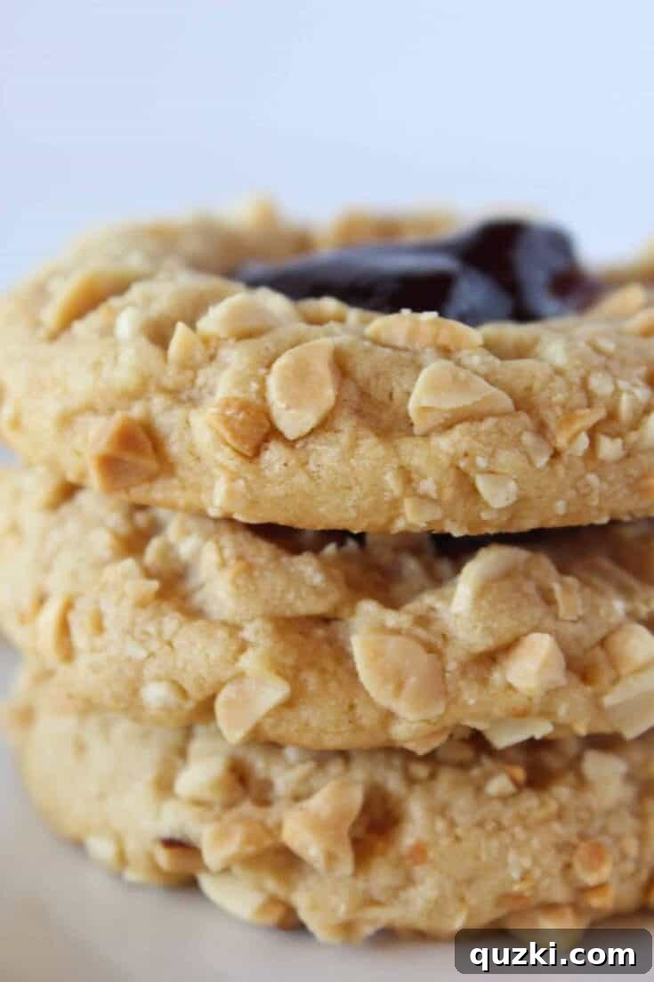 PB & J Cookies with a cake mix, featuring raspberry jam and chopped peanuts.