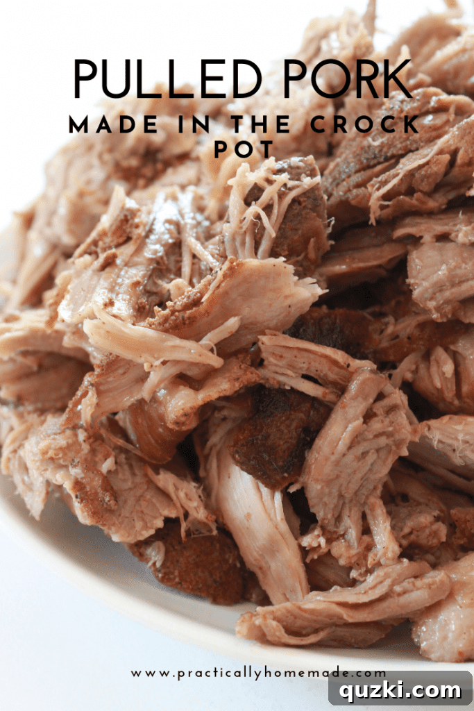 Crock Pot Pulled Pork Recipe featured by top US food blog, Practically Homemade: Crock Pot Pulled Pork | Pulled Pork Recipe | Slow Cooked Pulled Pork | Spice Rubbed Pulled Pork