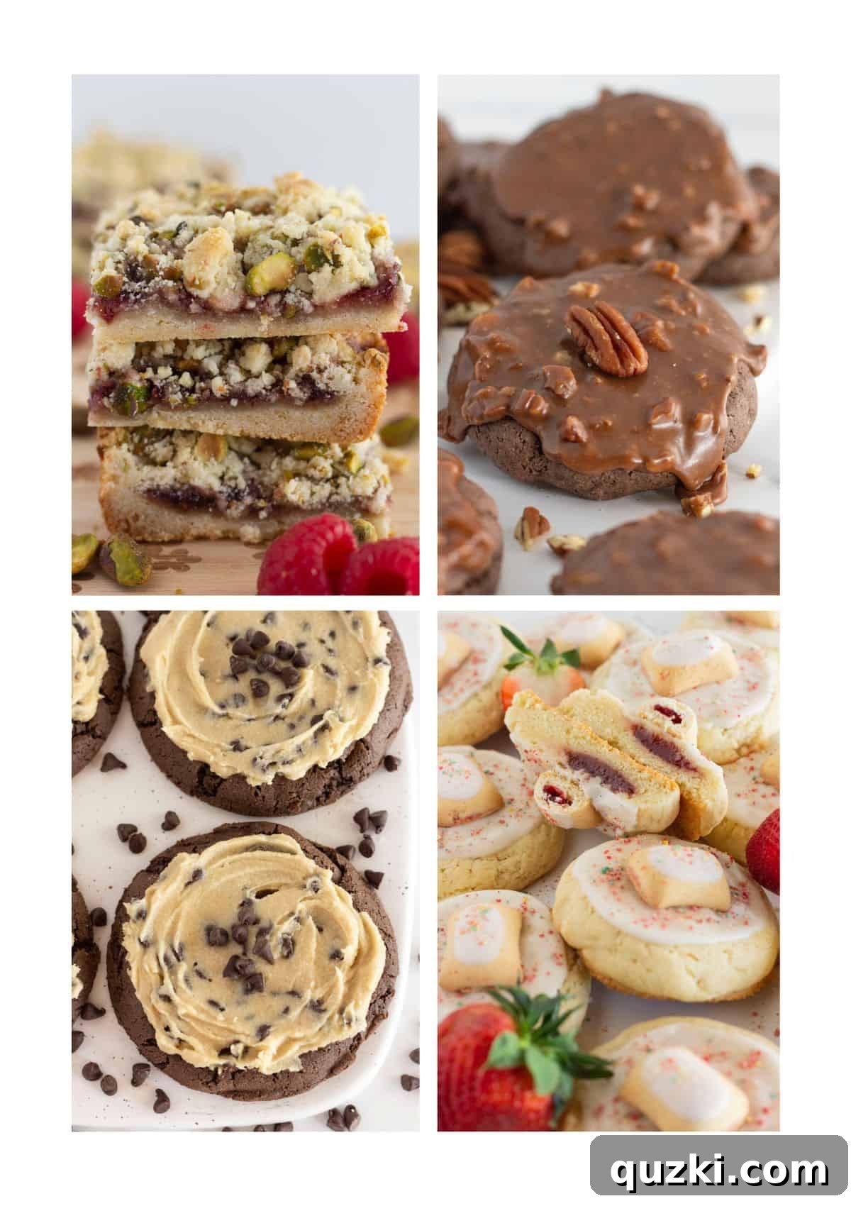 Homemade Cookies & Bars: Simple Recipes 3 A collage of four photos from the cookbook, including decadent Raspberry Pistachio Bars, showcasing the gourmet potential of cake mix recipes.