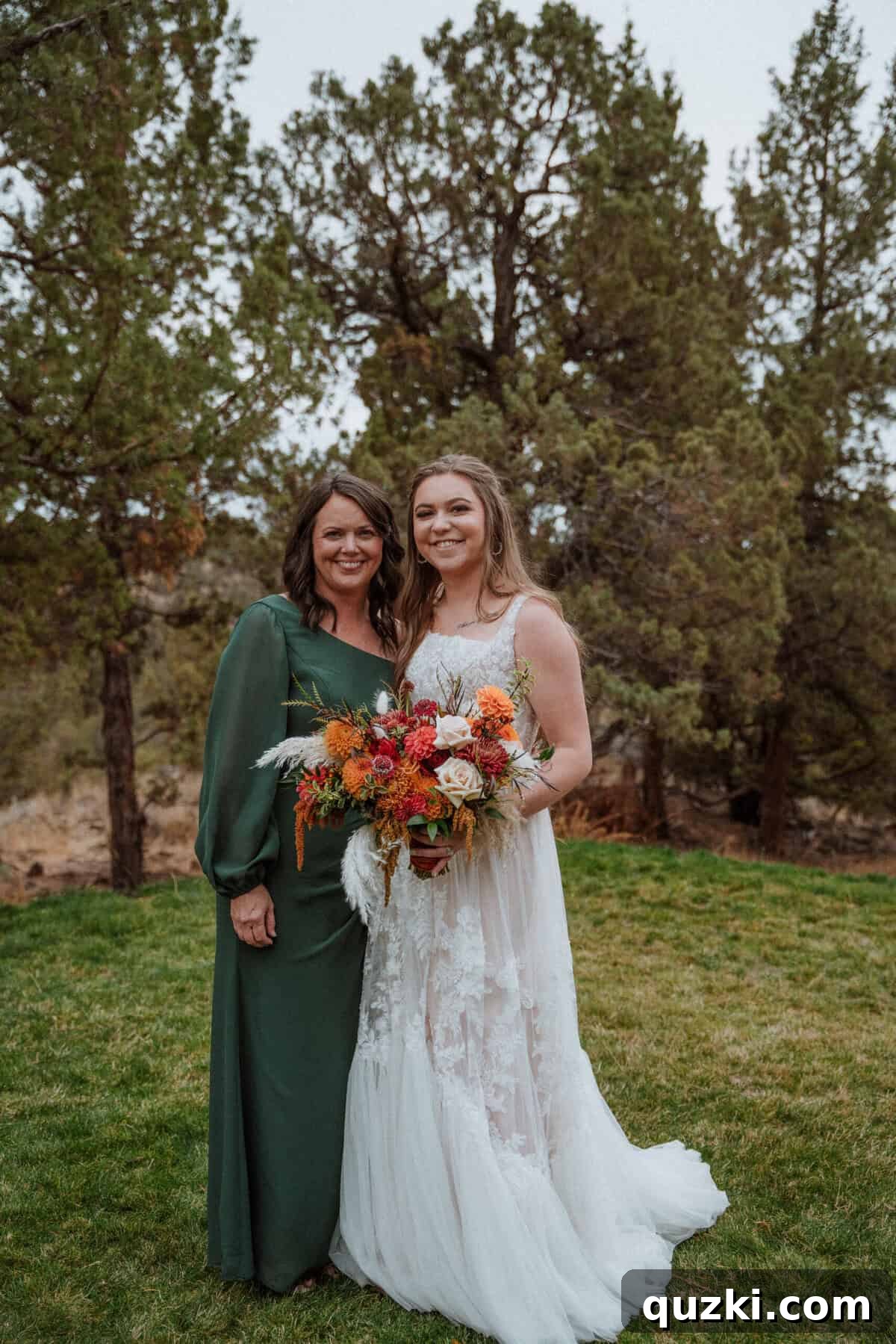 A heartwarming portrait of the Mother of the Bride and the Bride, Taylea, sharing a tender moment together after the wedding ceremony.