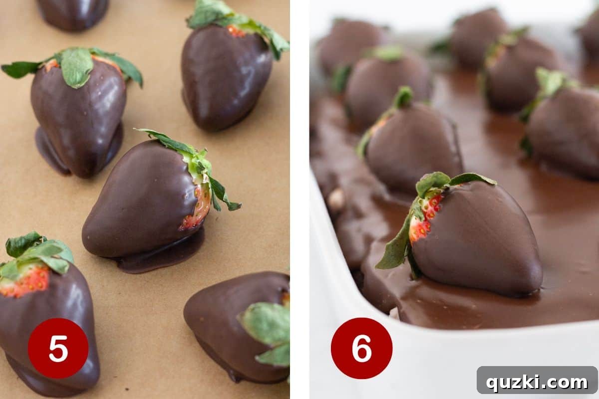 Carefully make the exquisite chocolate covered strawberries and artfully arrange them as the grand finale on the cake.