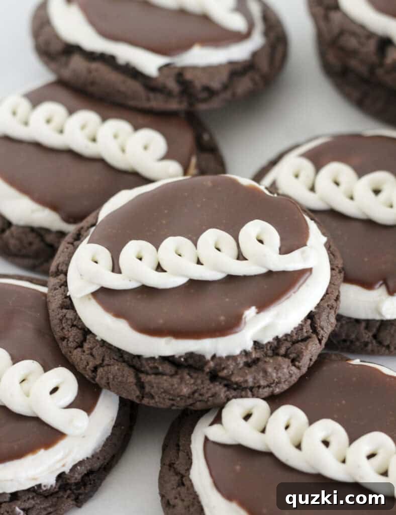 Cake Mix Cookie Magic: Decadent Chocolate Treats 25 Nostalgic Hostess Cupcake Cookies arranged on a serving tray, replicating the iconic snack in cookie form.