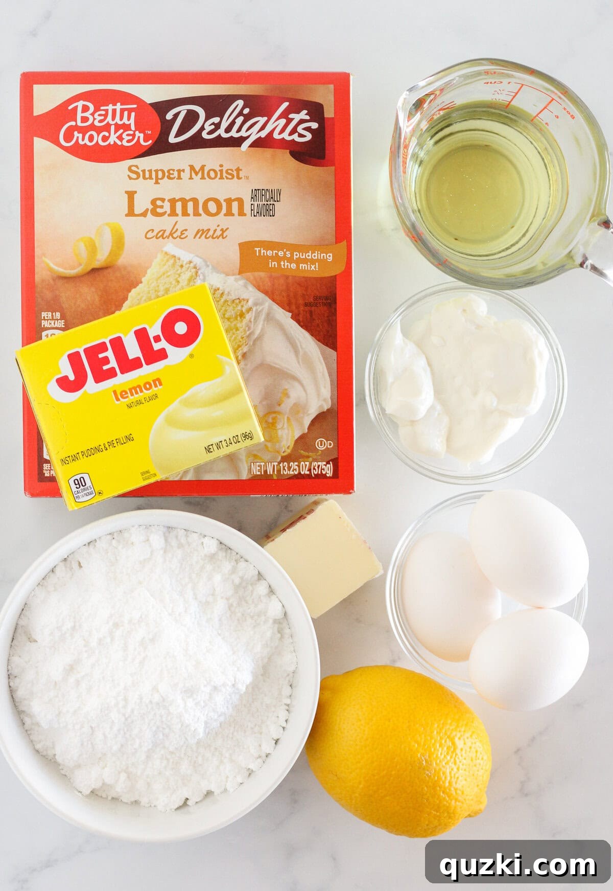 Sunshine Lemon Loaf 3 All the fresh and packaged ingredients laid out for making the lemon loaf.