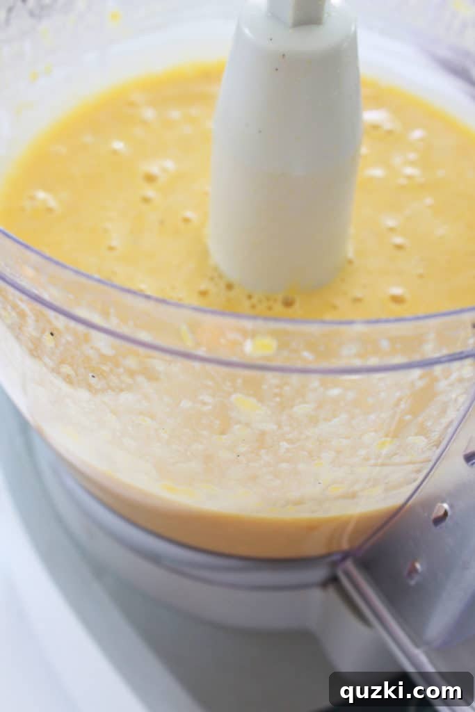 Golden Butternut Parmesan Pasta 6 Close-up of the perfectly blended, creamy butternut squash sauce, ready to be returned to the pan.