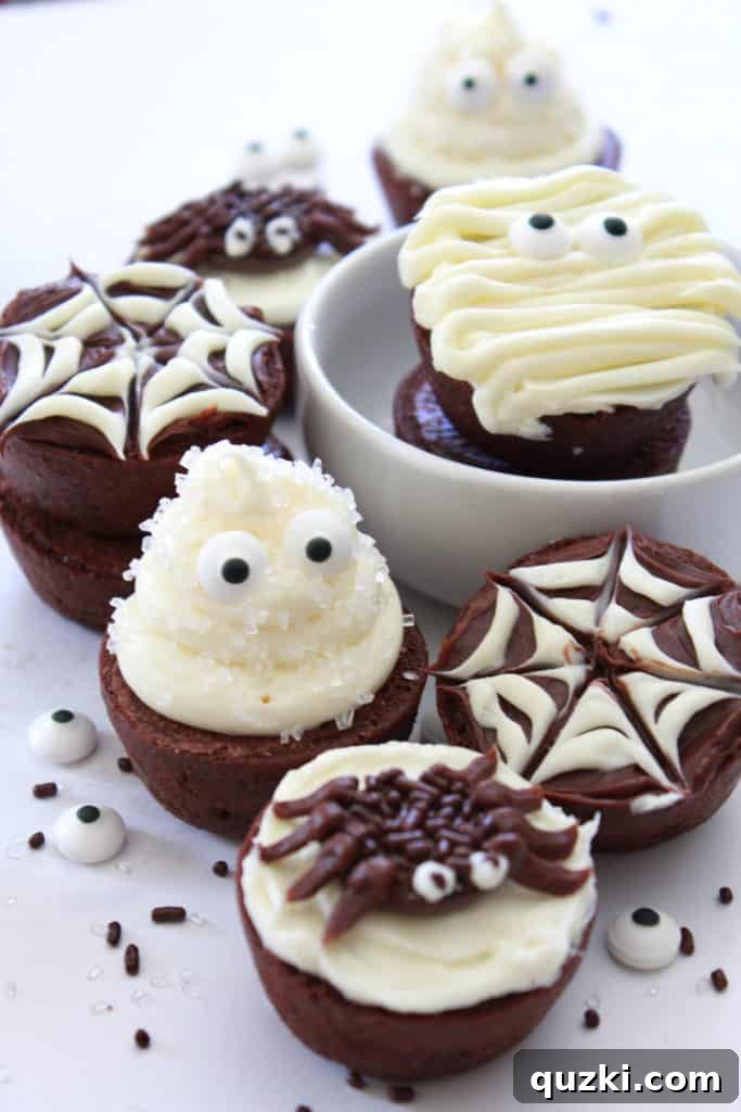 Ghoulishly Good Halloween Brownie Bites 16 Another appealing shot of the variety of Halloween Brownie Bites arranged together, highlighting their festive appeal.