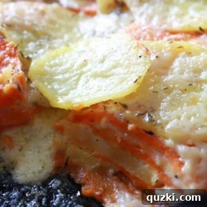 Sweet and Yukon Gold Potato Au Gratin Skillet