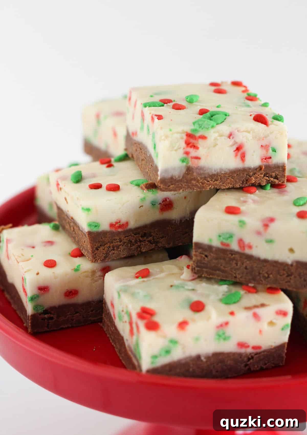 Seasonal Stacked Fudge Bliss 8 Double layer fudge on a tray, perfectly cut and ready to serve.